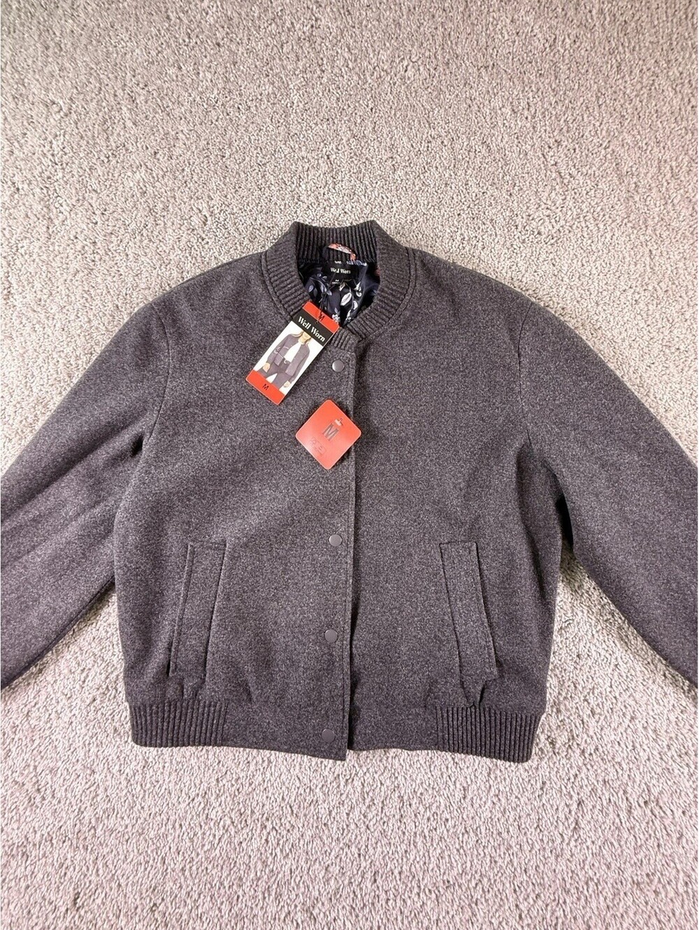 NWT Well Worn Women’s Varsity Jacket Size Medium Gray